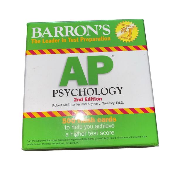 Barron's AP Psychology Flash Cards, 2nd Edition McEntarffer, Robert, Weseley, A - Picture 1 of 6